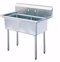 SS Two Tub Pot Sink With No Drain Board 18x18x11